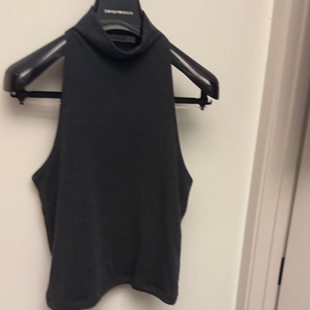 Men’s Vintage 90s runway fitted crop Charcoal Sleeveless High Neck Top S